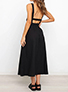 Women's Gathered Midi Dress for Summer - Exposed Back / 3